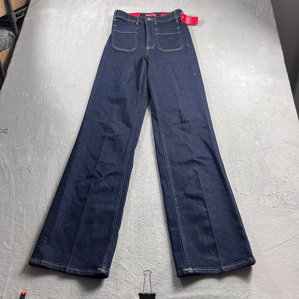 SPANX Dark Blue Wide Leg Flare Jeans
